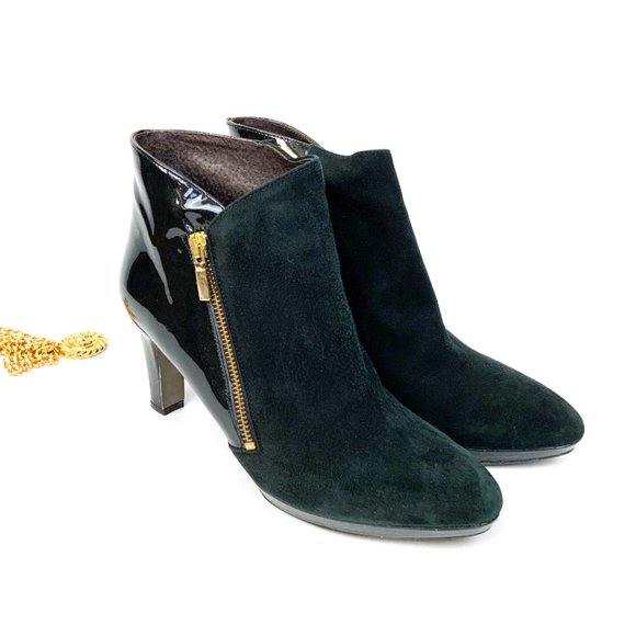 Miryan Shoes - Miryan Spain Black Suede & Patent Leather Hills Ankle Boots Sz 9 (40)